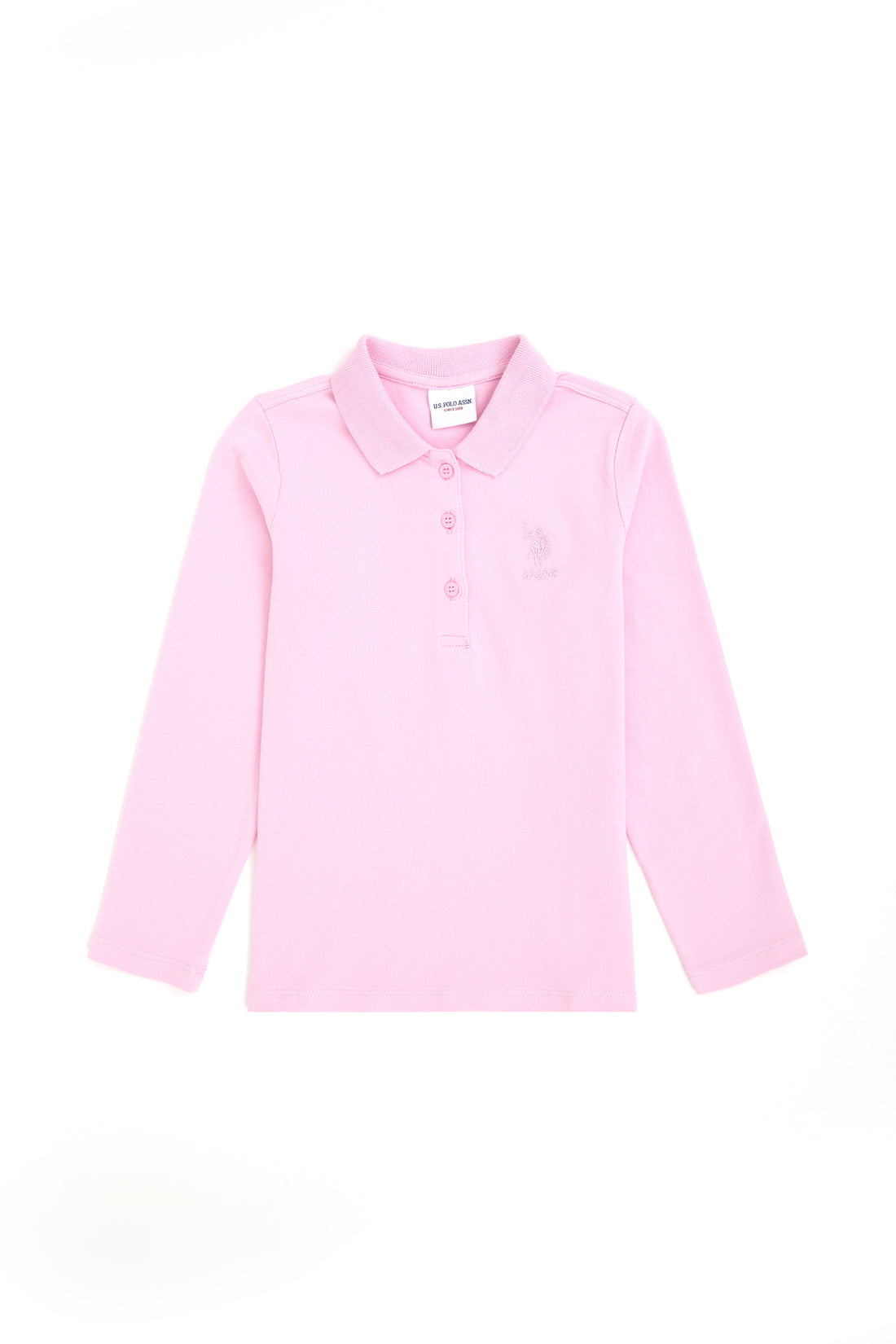 Girls' Pink Polo Neck Basic Sweatshirt