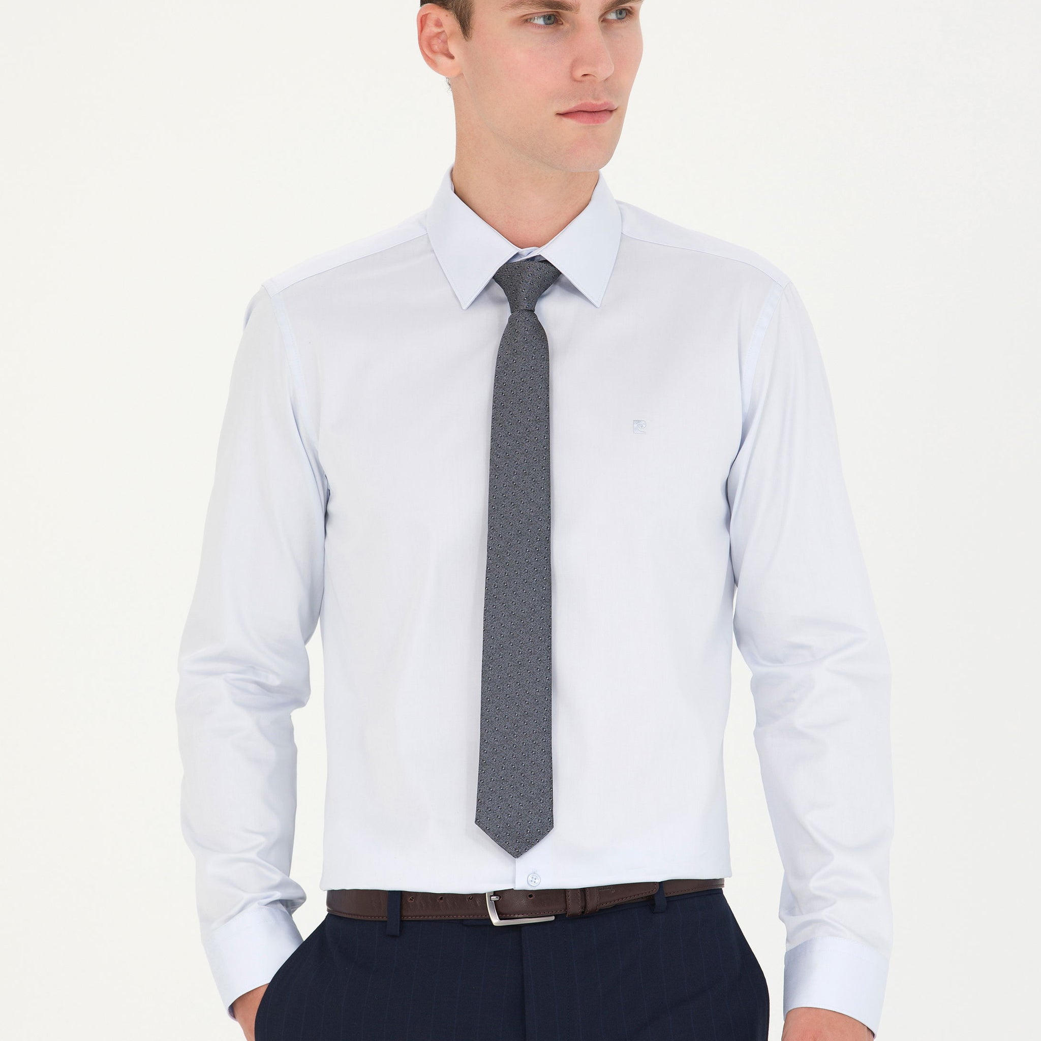 Light Blue Slim Fit Long Sleeve Basic Shirt