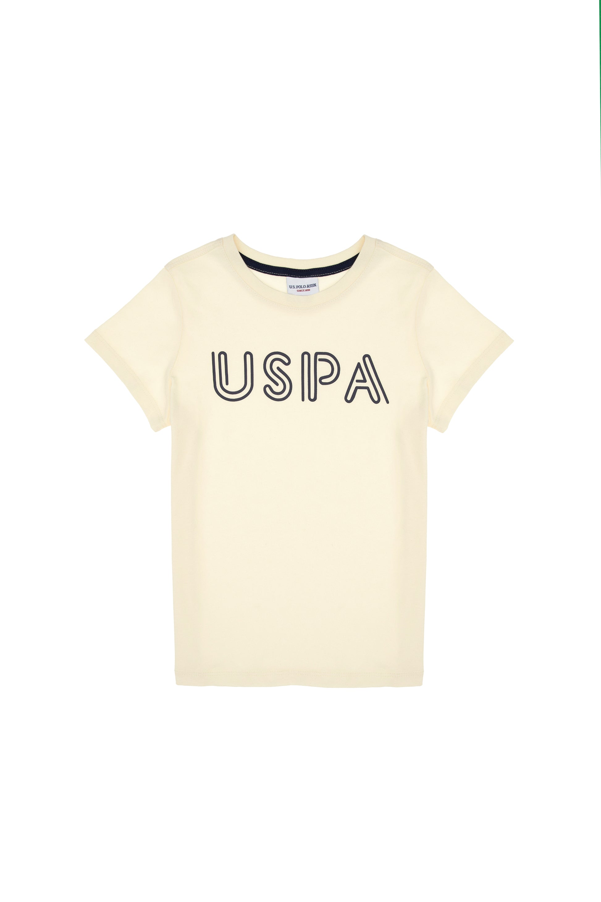 Boys' Cream Basic Crew Neck T-Shirt