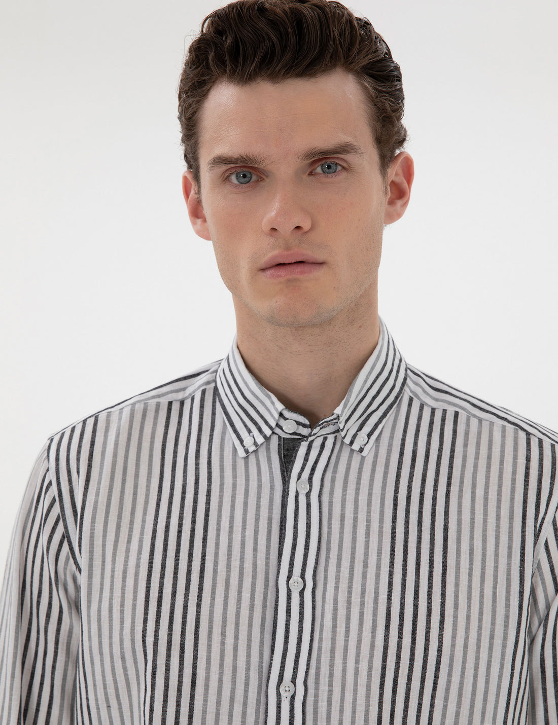 Black Regular Fit Striped Long Sleeve Shirt