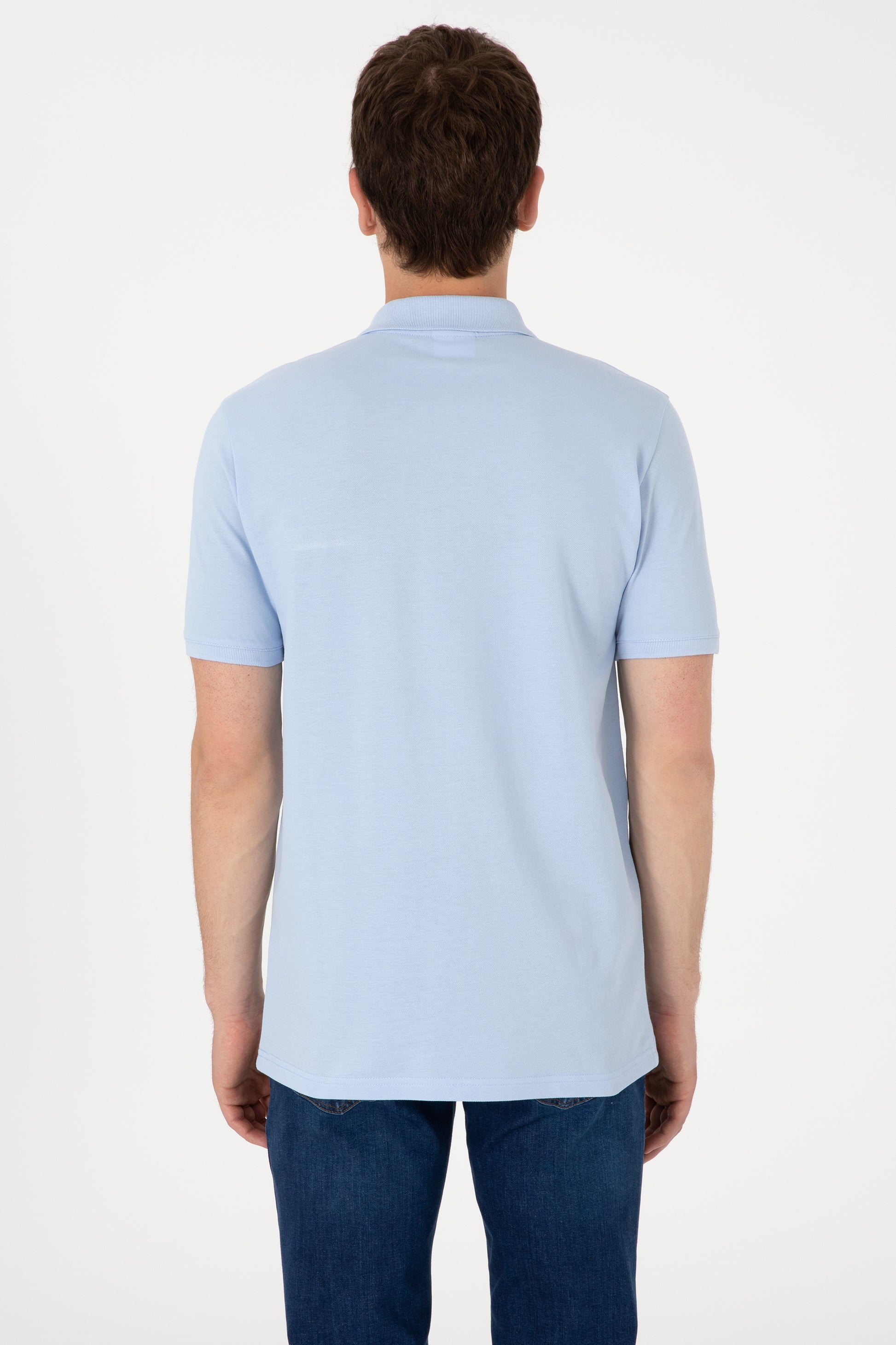 Men's Regular Fit Zipper Light Blue T-Shirt