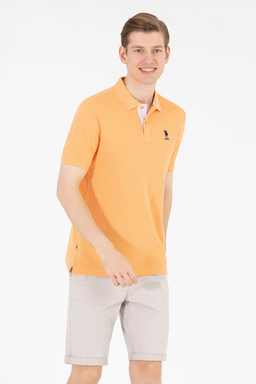 Men's Orange Basic Polo Neck T-Shirt