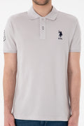 Men's Slim Fit Polo Neck Light Gray Basic T-Shirt