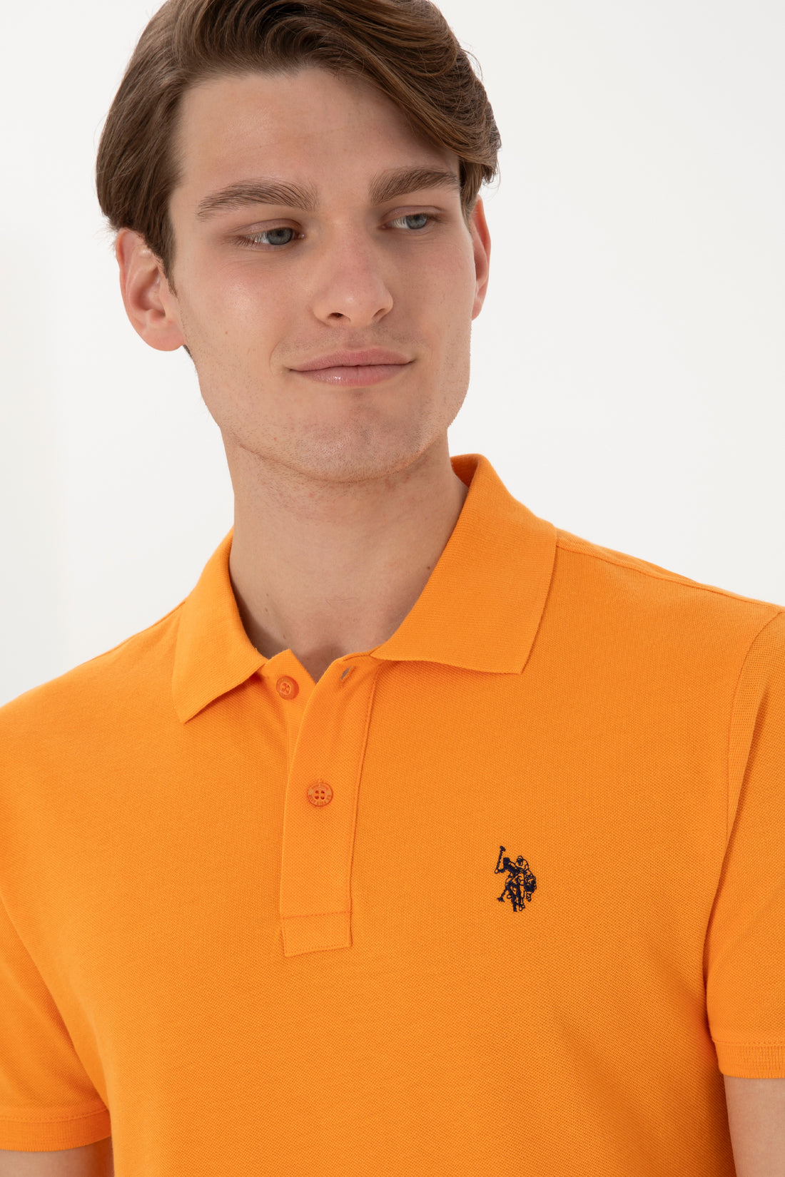 Men's Slim Fit Polo Neck Orange Basic T-Shirt