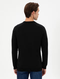 Men's Regular Fit Crew Neck Black Basic Sweatshirt