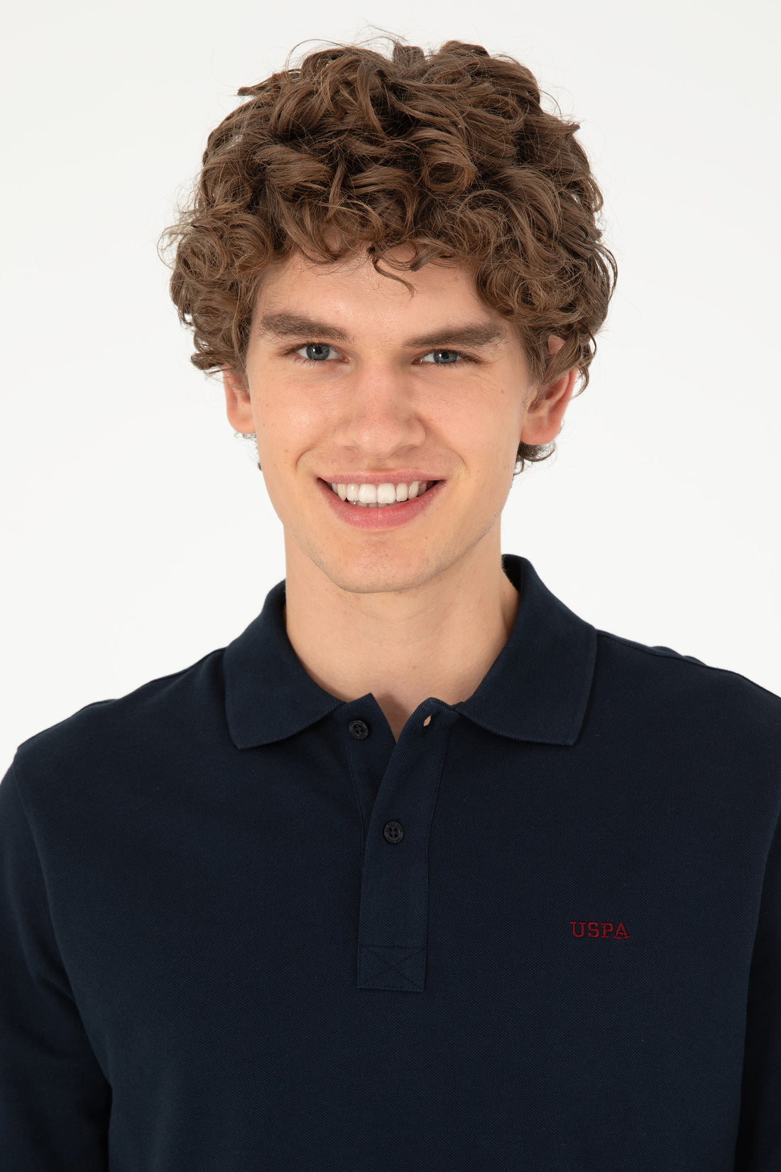 Men's Regular Fit Polo Neck Navy Basic Sweatshirt