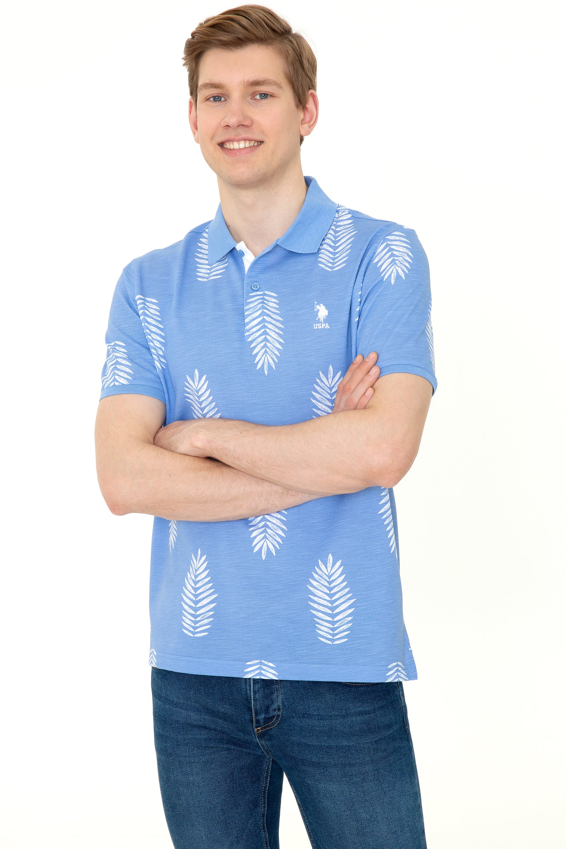 Men's Dark Blue Polo Neck T-Shirt