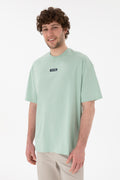 Men's Oversize Fit Crew Neck Water Green T-shirt