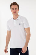 Men's Slim Fit Polo Neck White Basic T-Shirt