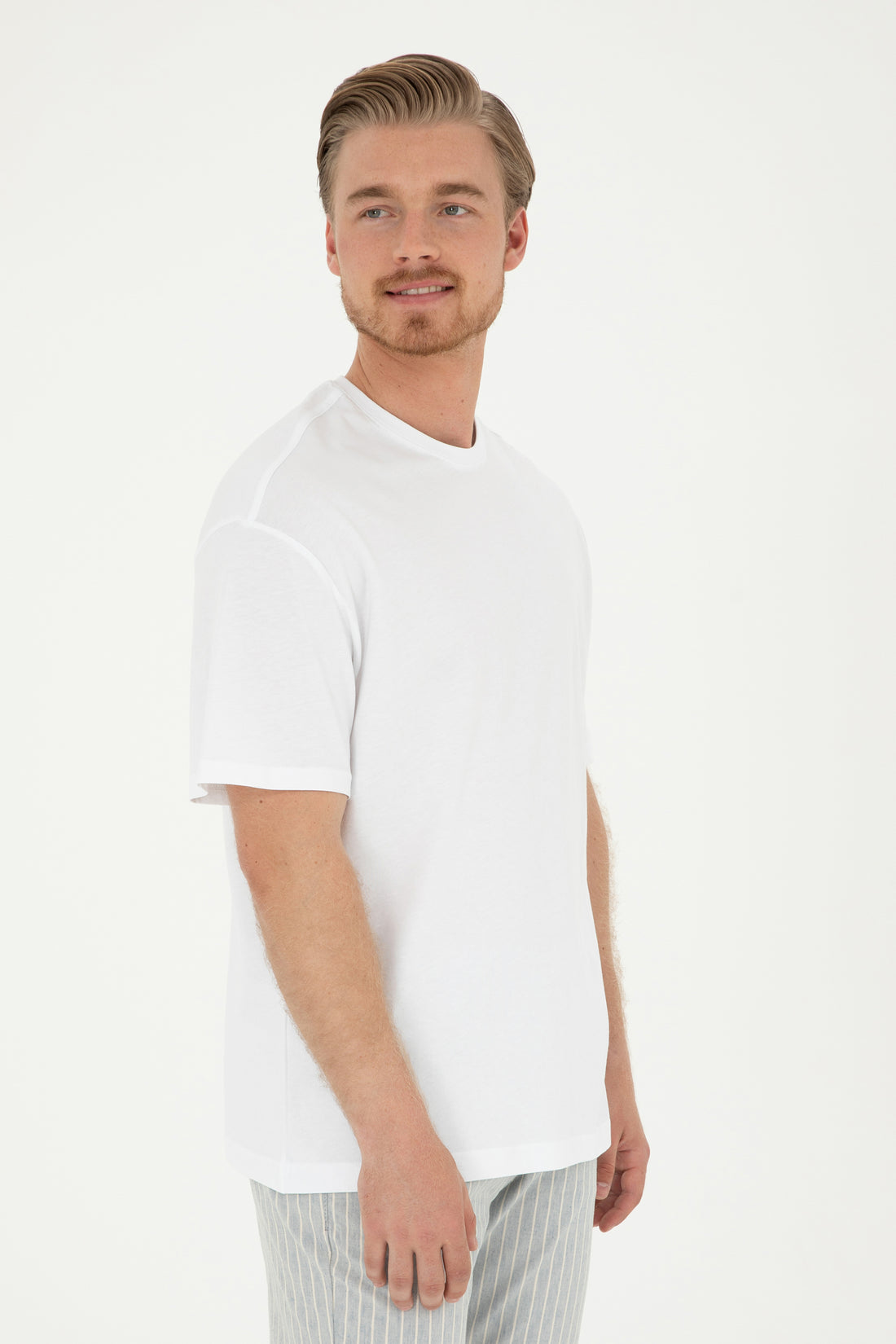 Men's Comfort Fit Crew Neck White T-Shirt