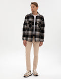 Black Classic Collar Double Pockets Lumberjack Shirt Jacket