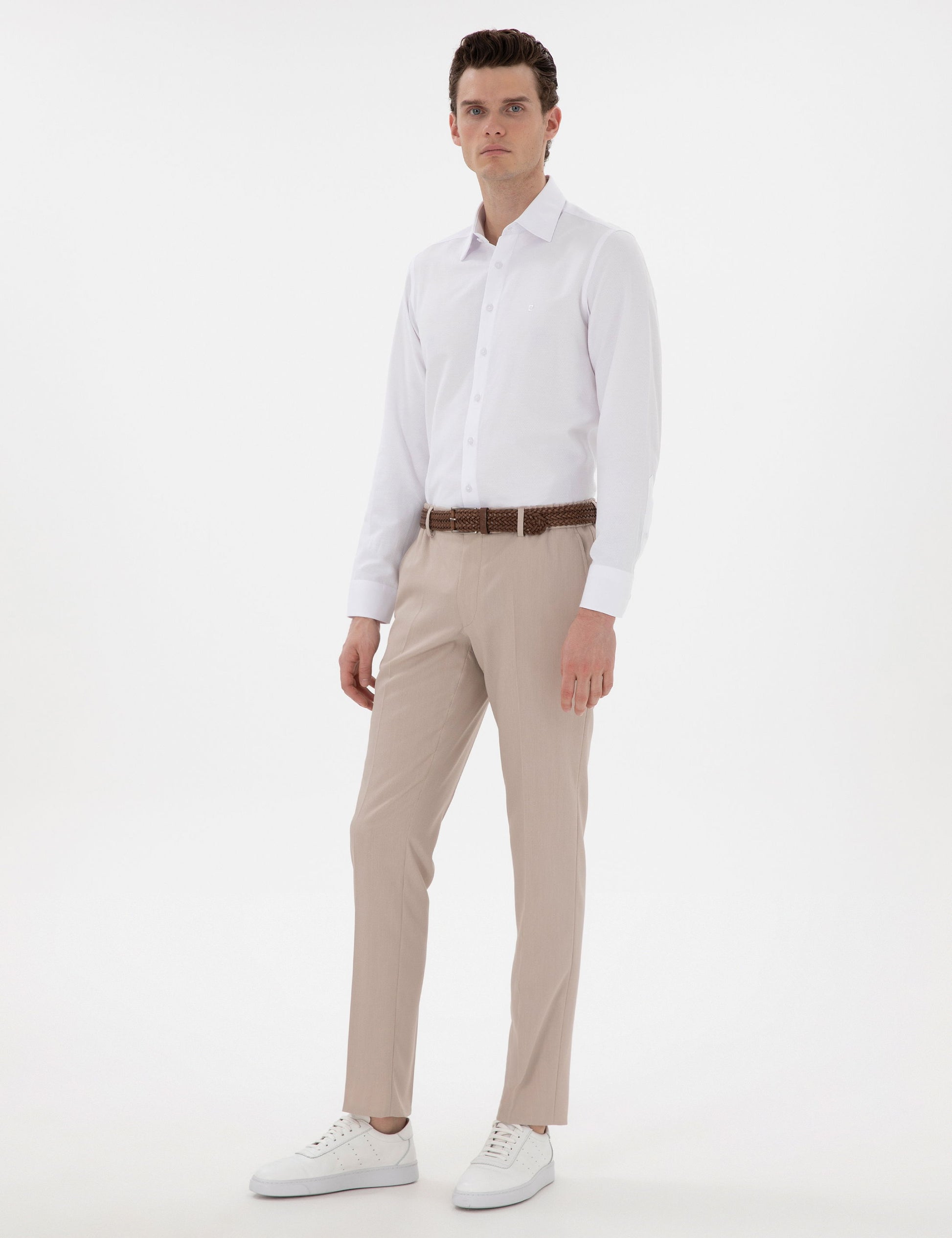 White Italian Collar Ruffle Long Sleeve Shirt
