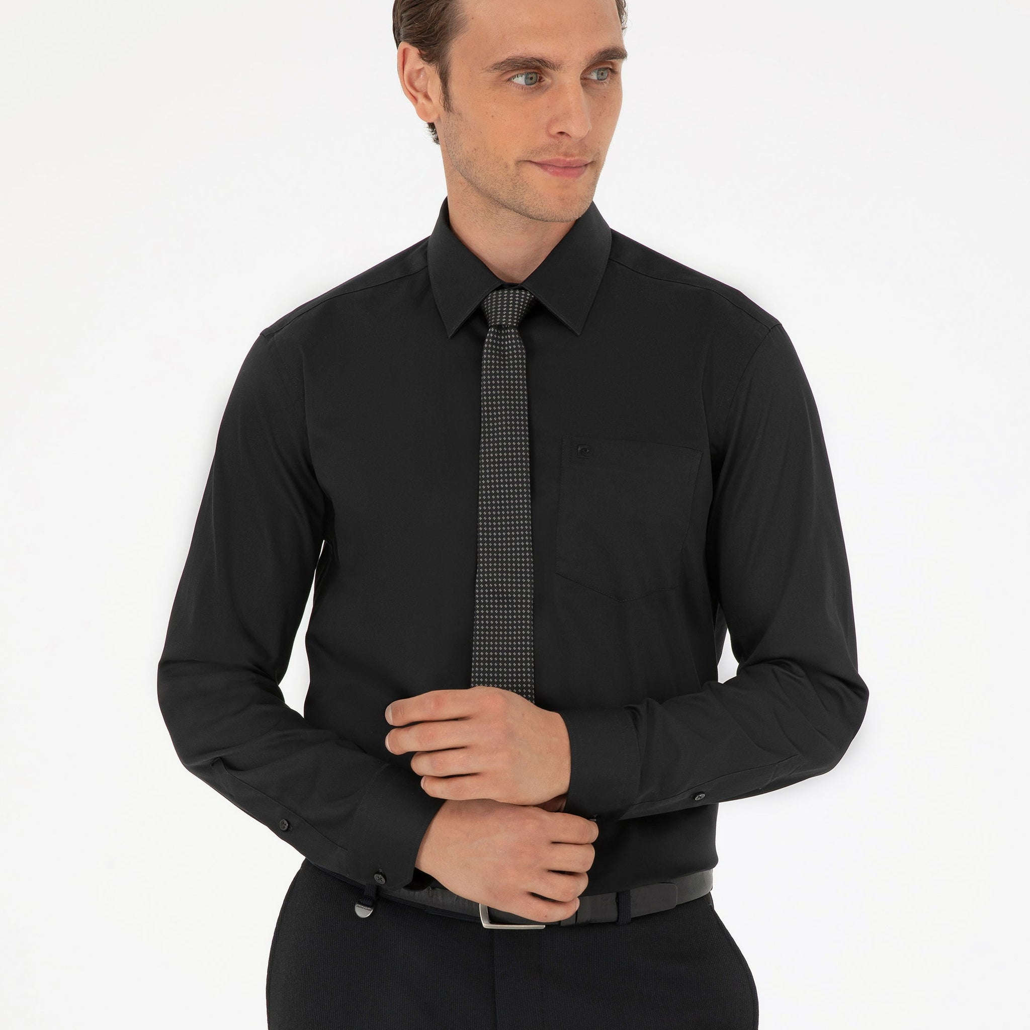 Black Regular Fit Long Sleeve Basic Shirt