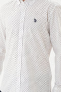 Men's Beige Printed White Shirt