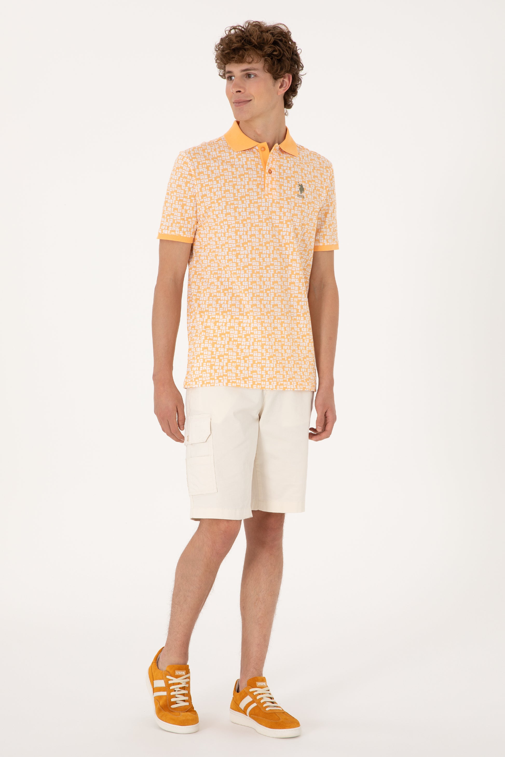 Men's Regular Fit Polo Neck Orange T-Shirt