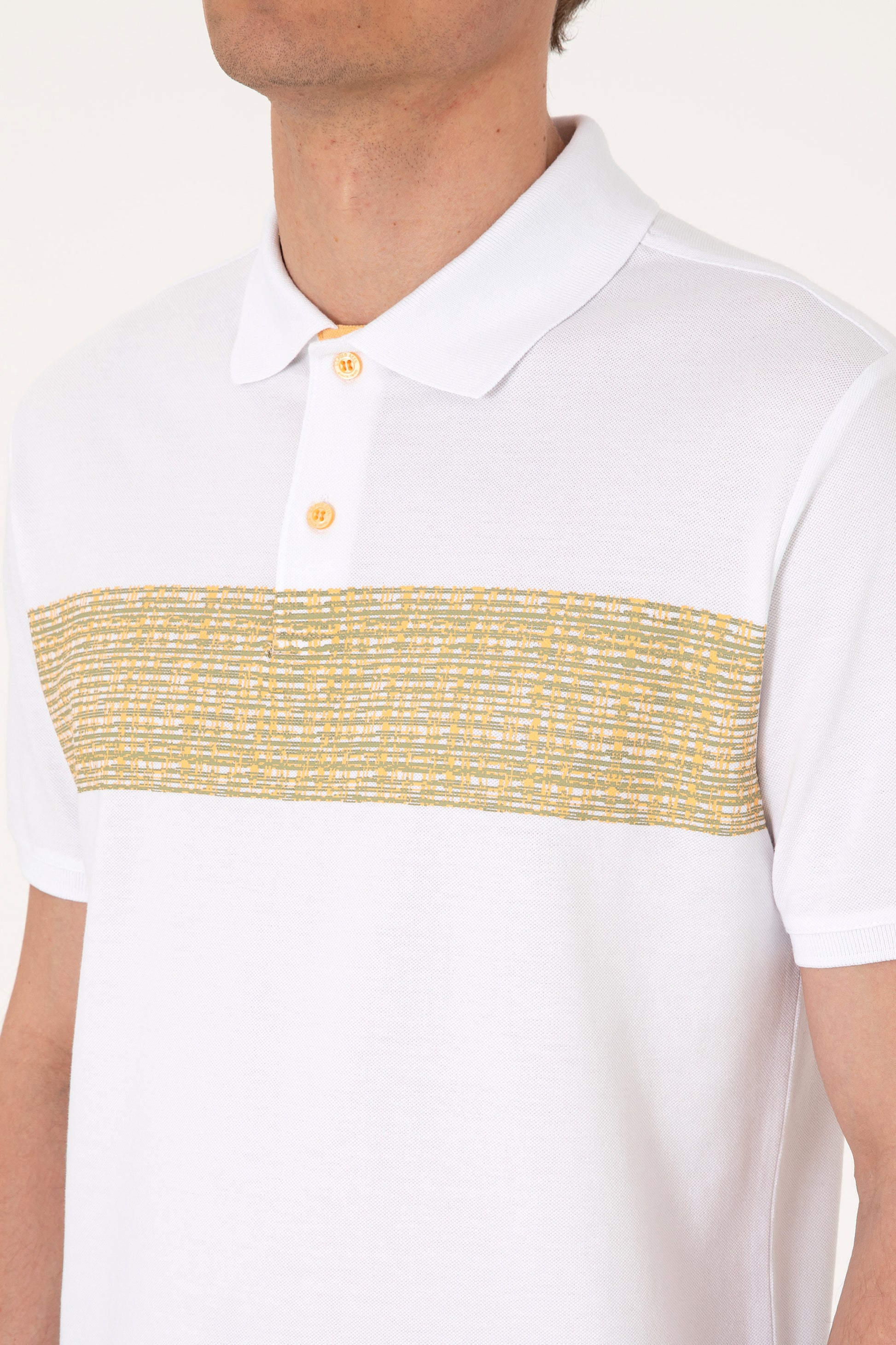 Men's Regular Fit Polo Neck White T-Shirt