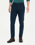 Navy Blue Slim Fit Canvas Pants