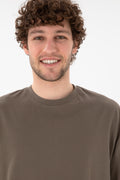 Men's Long Fit Crew Neck Mink Basic T-Shirt