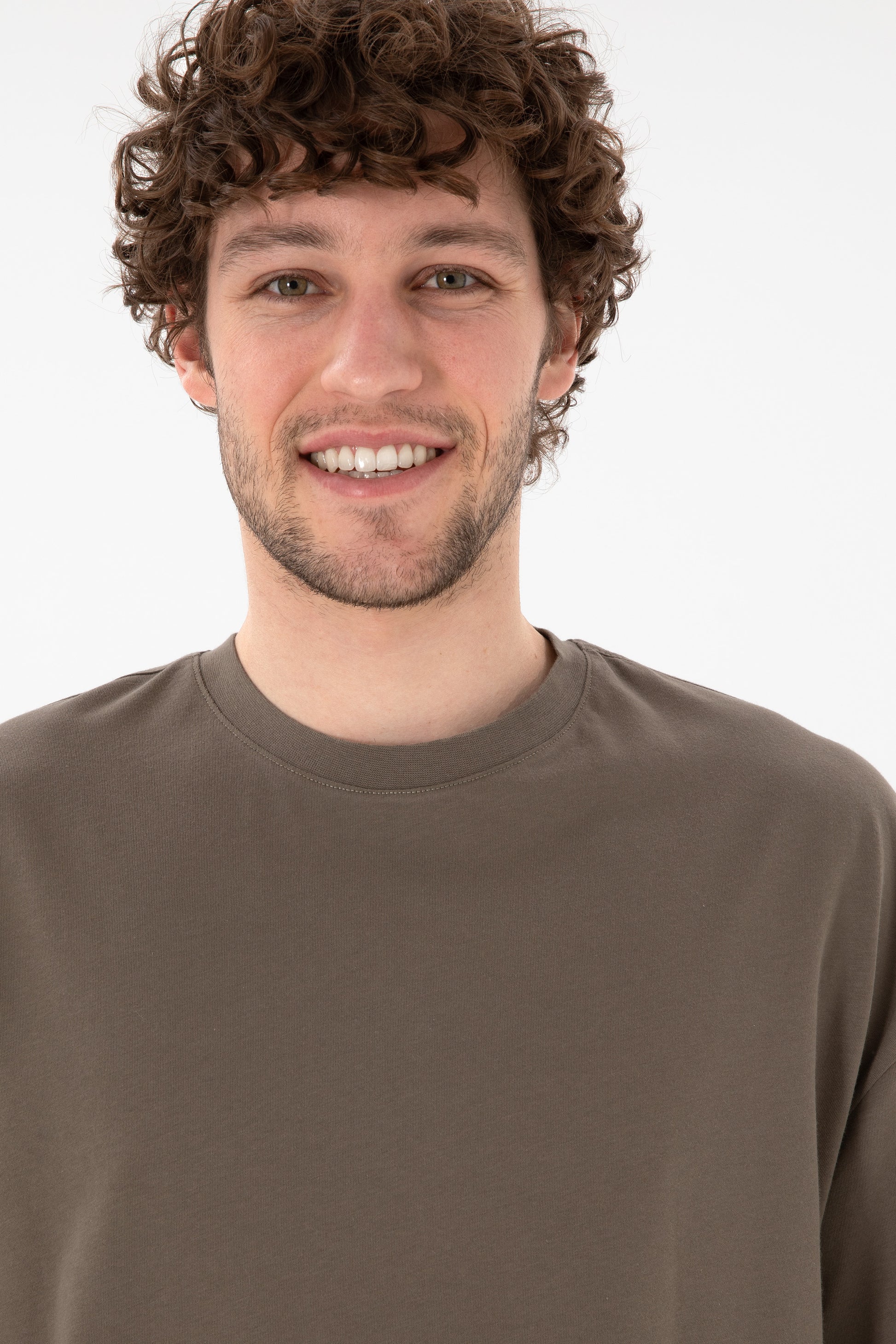 Men's Long Fit Crew Neck Mink Basic T-Shirt