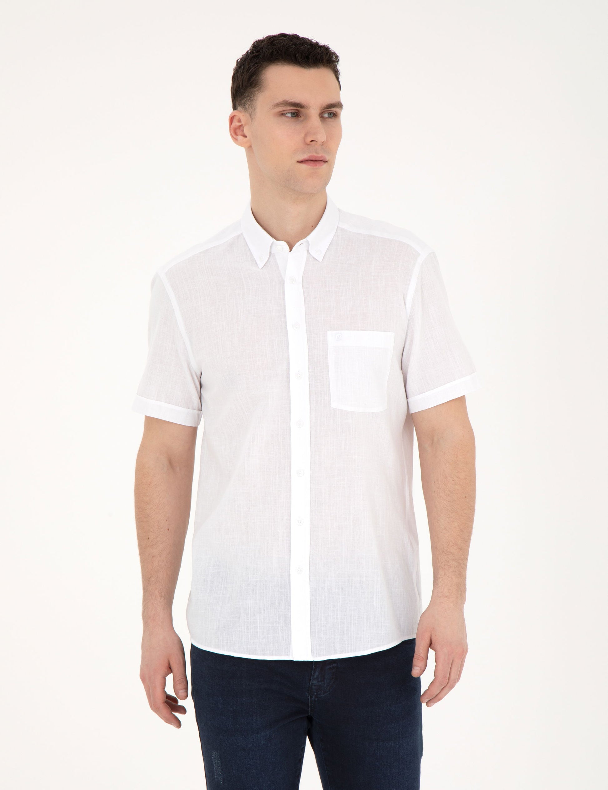 White Regular Fit Short Sleeve Shirt