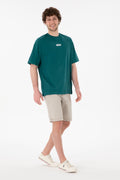 Men's Oversize Fit Crew Neck Dark Green T-shirt