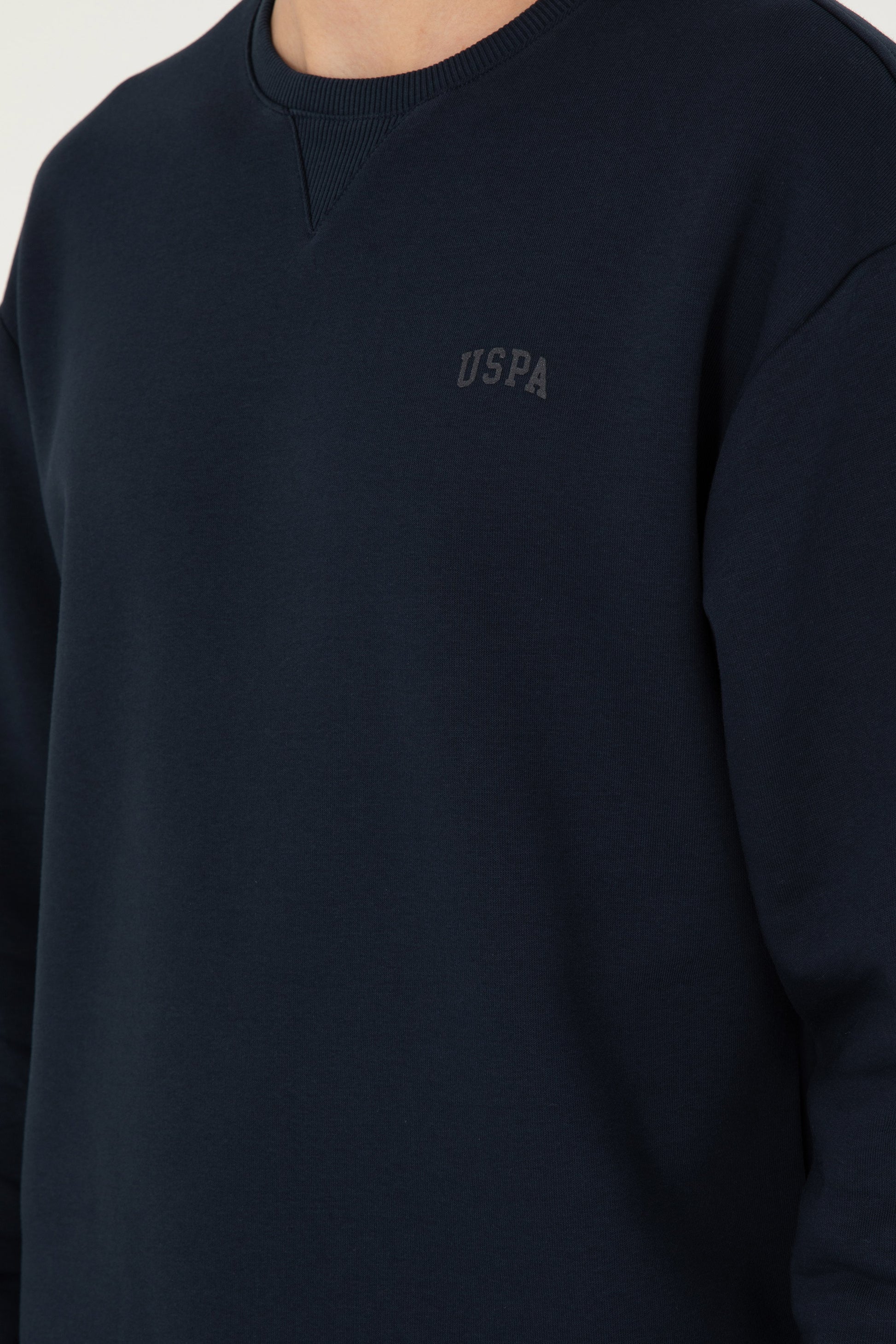 Comfort Fit Crew Neck Charcoal Navy Basic Sweatshirt