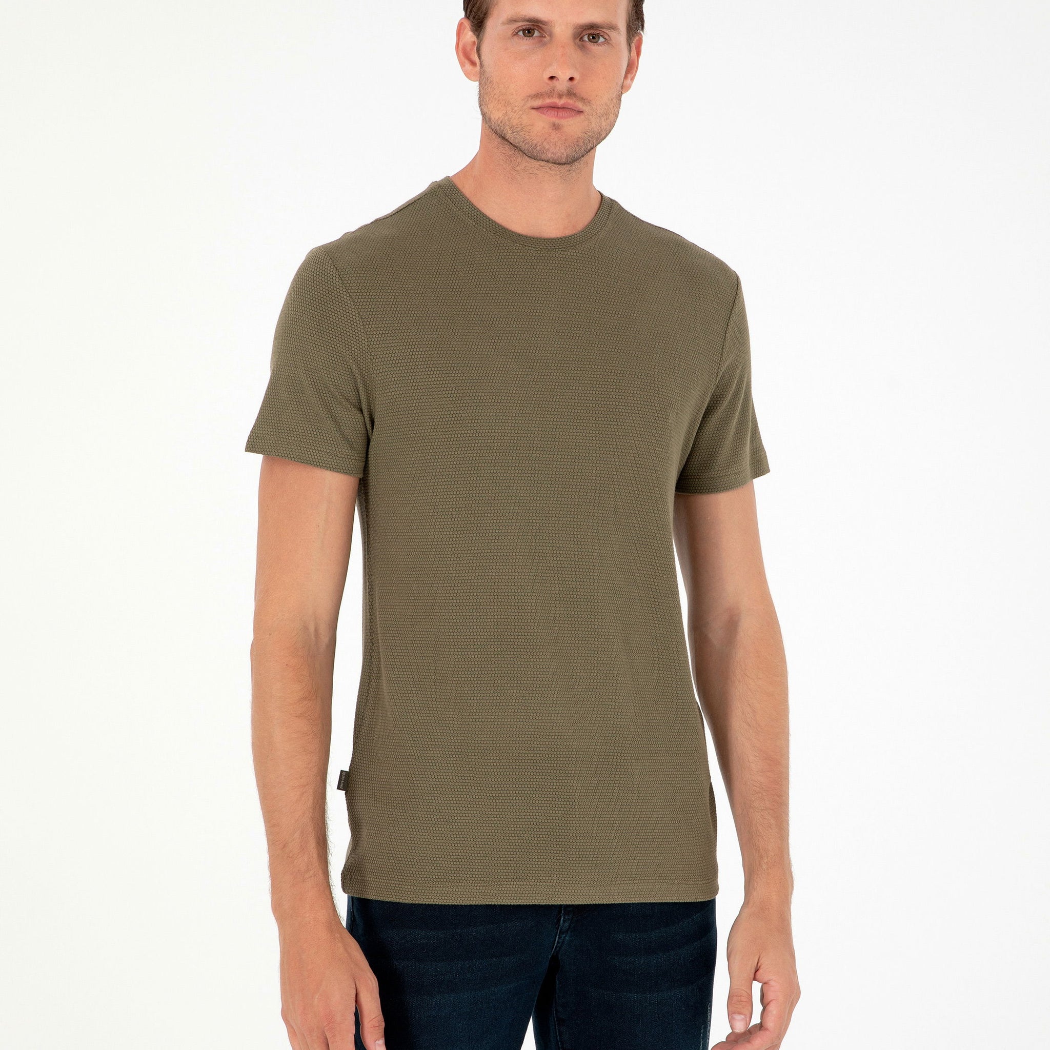 Khaki Slim Fit Basic T-Shirt