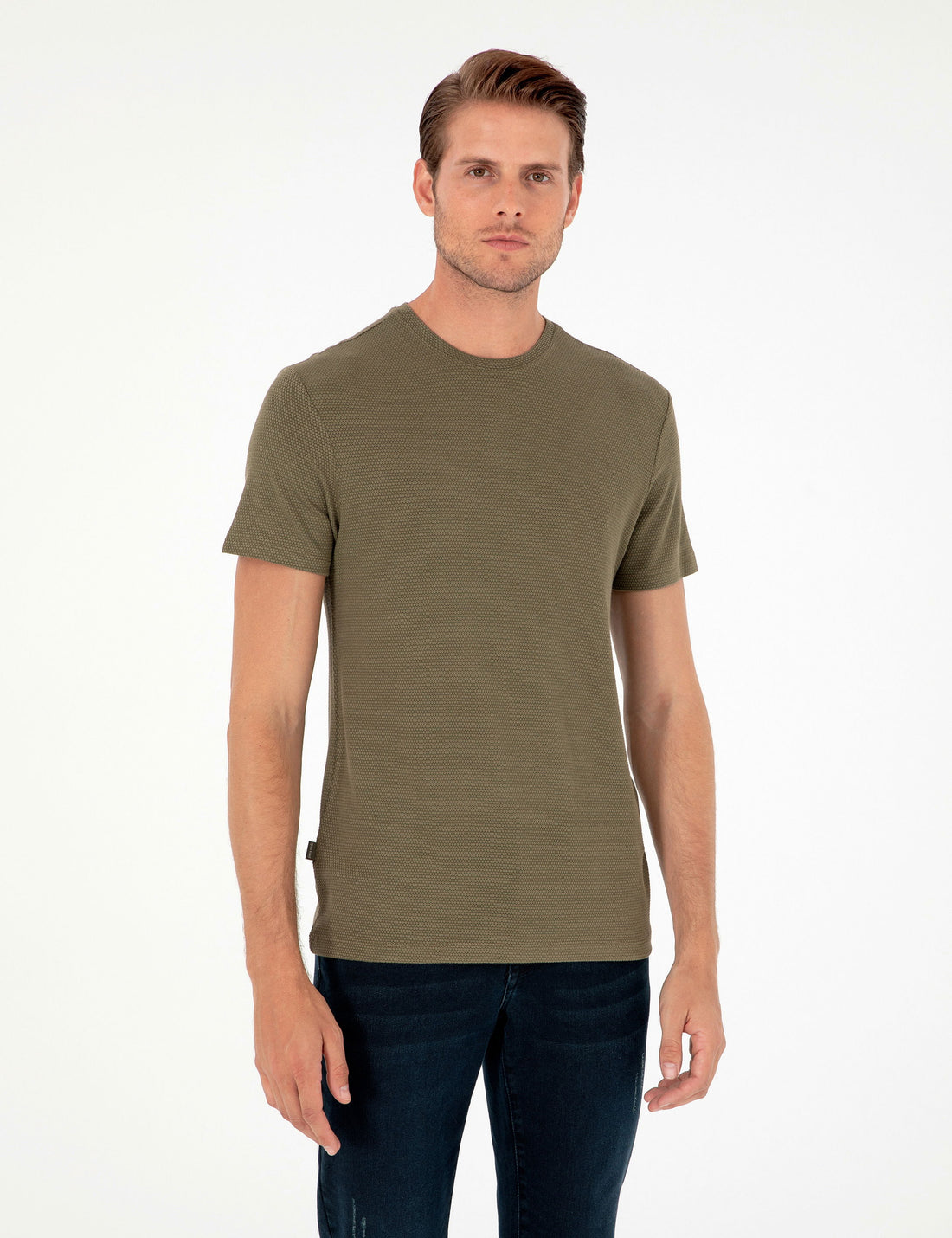 Khaki Slim Fit Basic T-Shirt