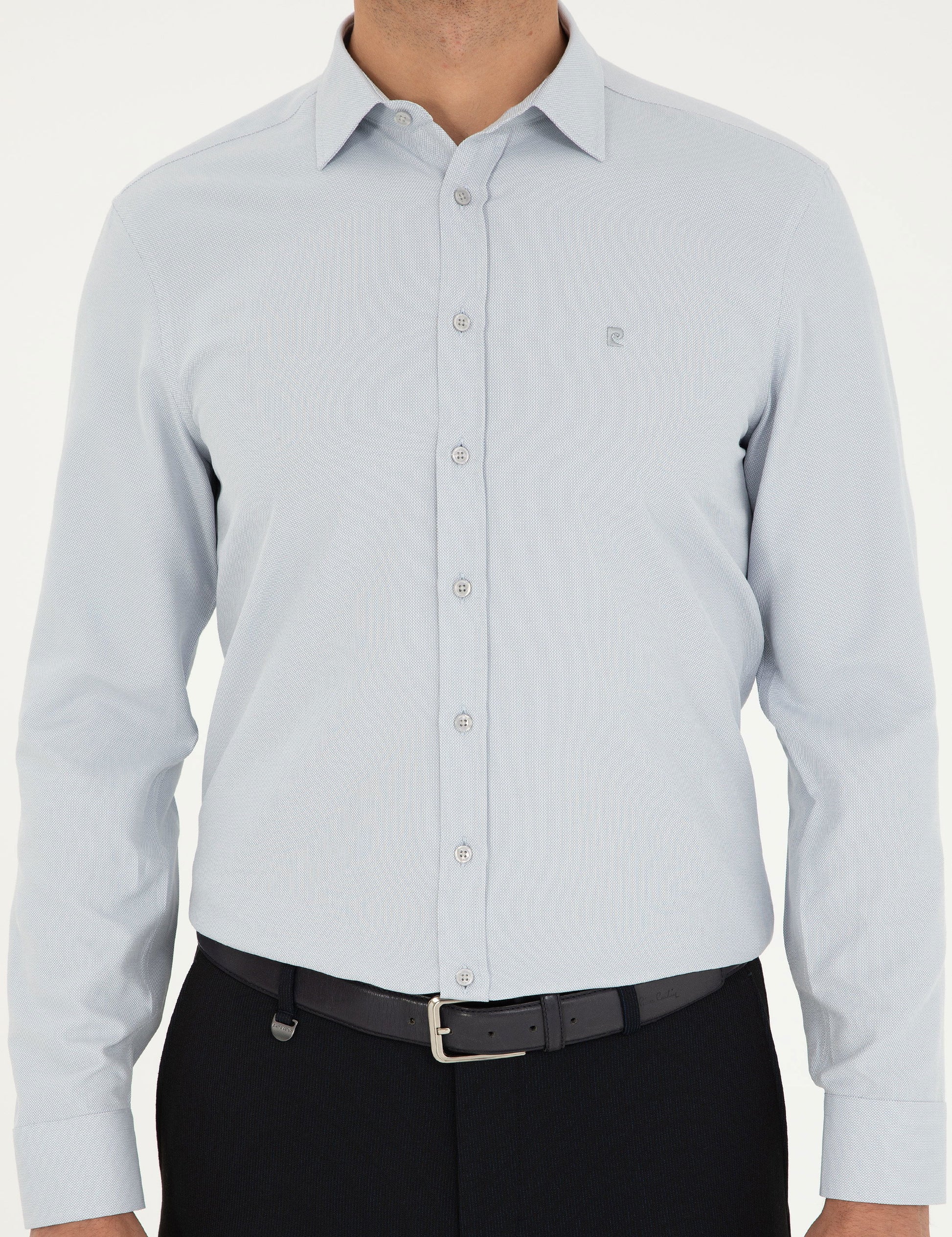 Grey Oxford Slim Fit Long Sleeve Shirt