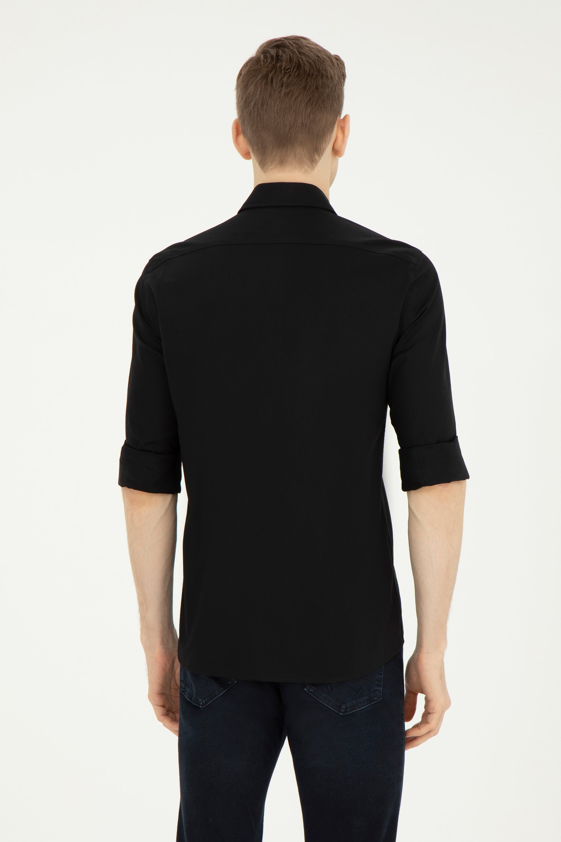 Men's Black Long Sleeve Basic Shirt