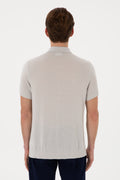 Men's Regular Fit Light Grey Buttoned Knitwear T-Shirt