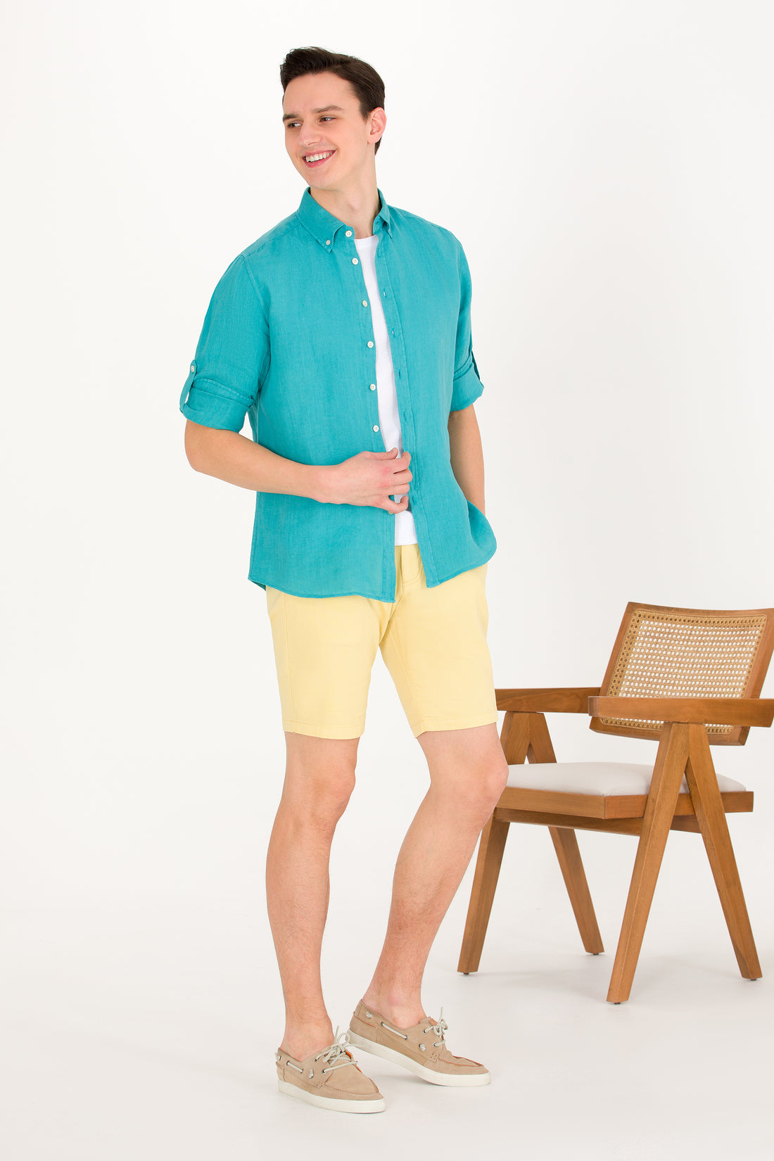 Men's Yellow Woven Shorts