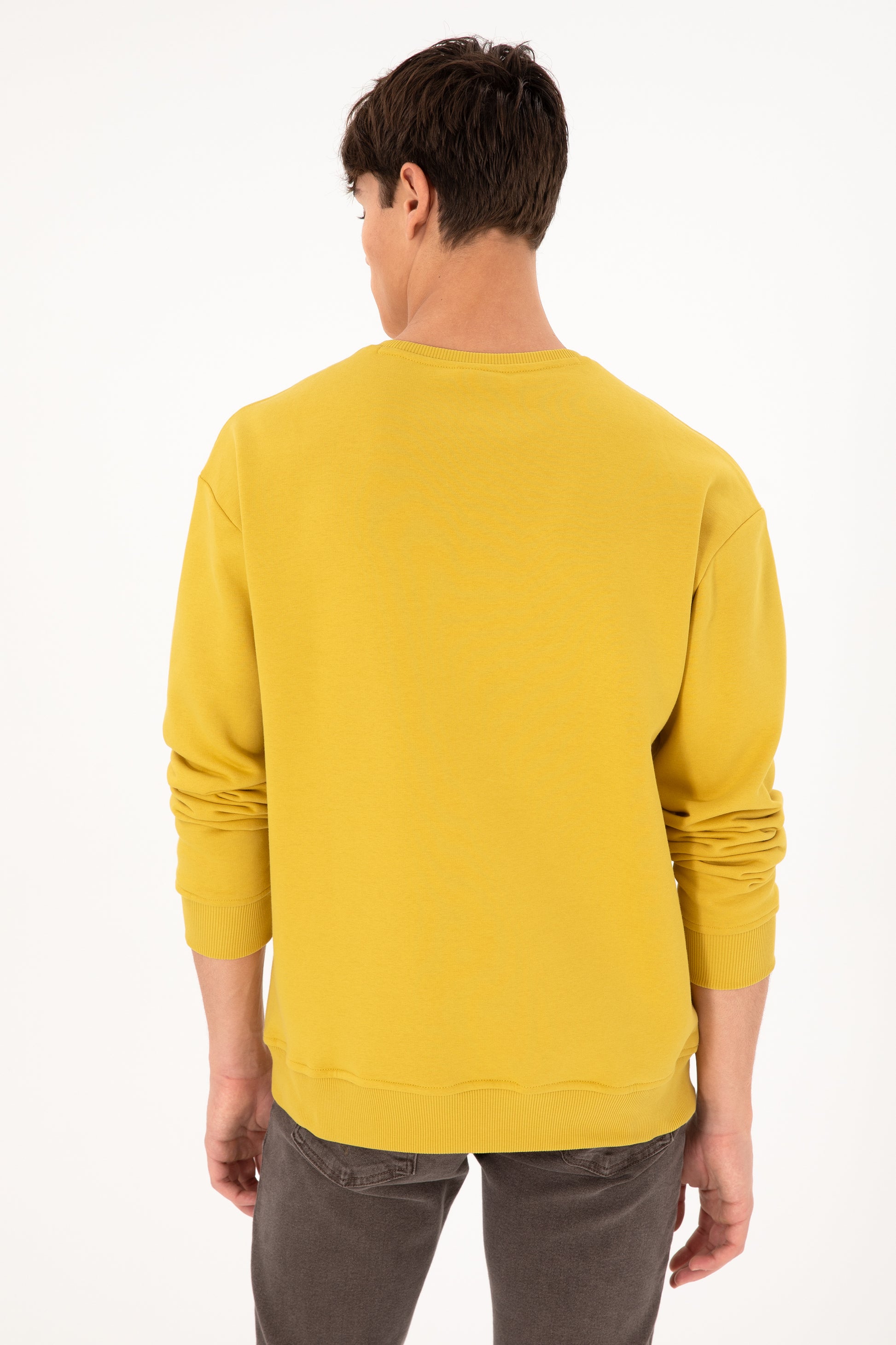 Men's Yellow Basic Sweatshirt