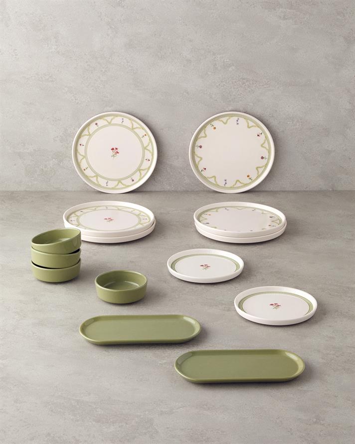 Fiesta Ceramic Breakfast Set 14 pieces 6 pax Green