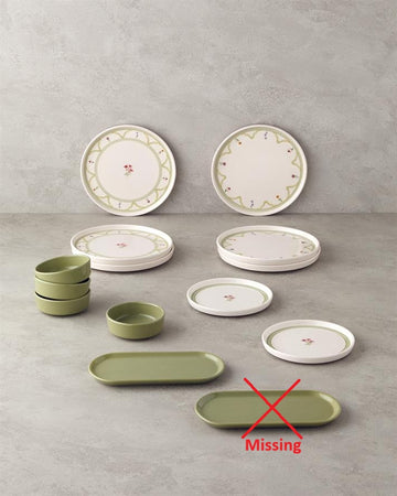 Fiesta Ceramic Breakfast Set 14 pieces 6 pax Green (One Plate Missing)