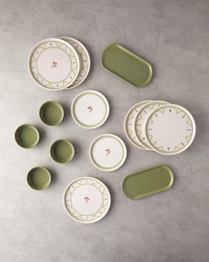 Fiesta Ceramic Breakfast Set 14 pieces 6 pax Green