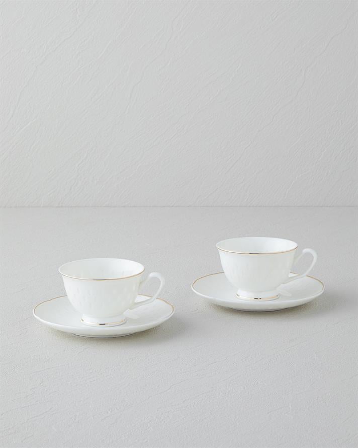 Flare New Bone China 4 Piece 2 Seater Coffee Cup Set Gold