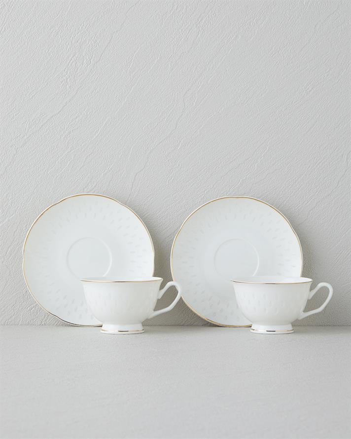 Flare New Bone China 4 Piece 2 Seater Coffee Cup Set Gold