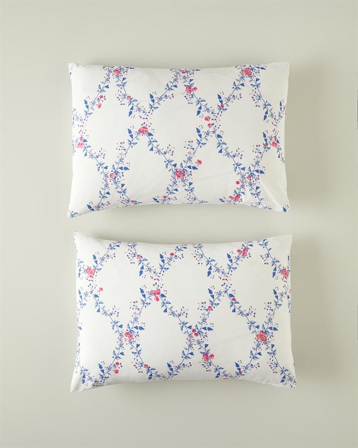 Floral Slice 2-Piece Pillowcase Dark Blue