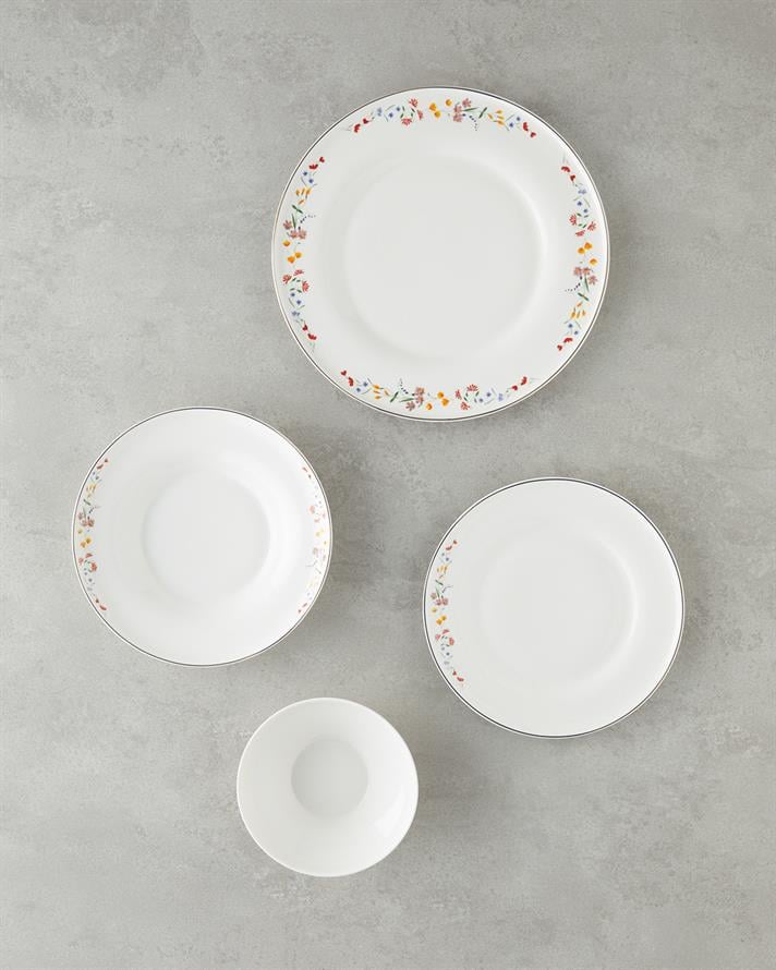 Floral Symphony Bone Porcelain Dinnerware Set 24 Pieces 6 Seater Colorful