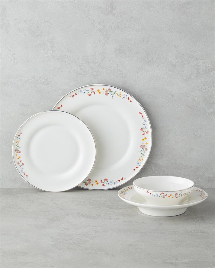 Floral Symphony Bone Porcelain Dinnerware Set 24 Pieces 6 Seater Colorful