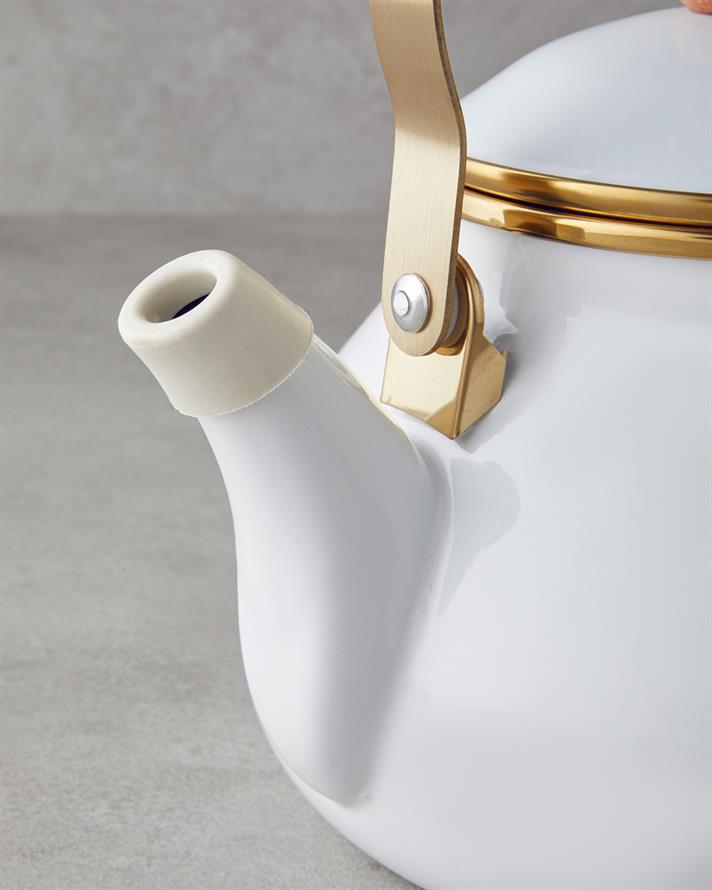 Floral Symphony Enamel Teapot 2 Liter White