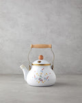 Floral Symphony Enamel Teapot 2 Liter White