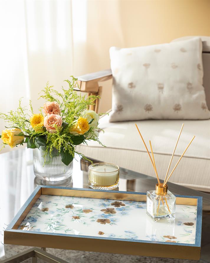 Floret Glass Decorative Tray Blue