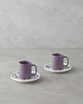 Floretta Bone Porcelain 4 Pieces 2 Seater Coffee Cup Set 90 ml Purple