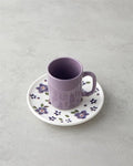 Floretta Bone Porcelain 4 Pieces 2 Seater Coffee Cup Set 90 ml Purple