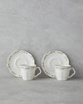 Floria Bone Porcelain 4 Pieces 2 Seater Coffee Cup Set 80 ml Colorful