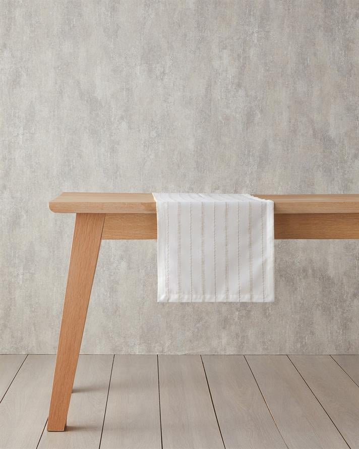 Flossy Polyester Runner 40x140 cm White - Beige