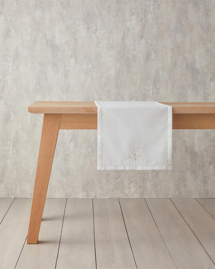 Flossy Polyester Runner 40x140 cm White - Beige