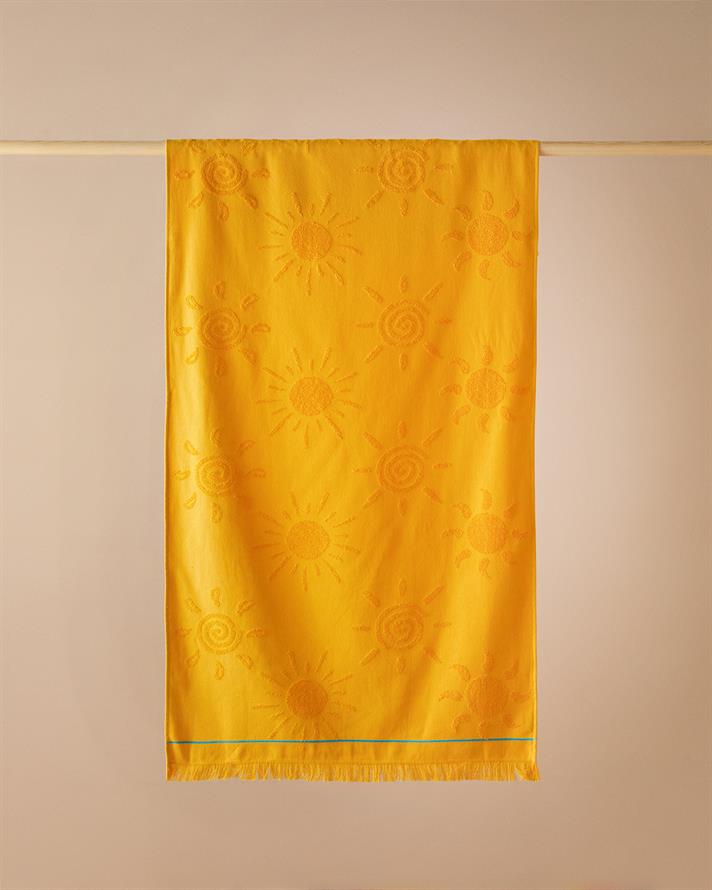 Funny Sunny Cotton Beach Towel Yellow
